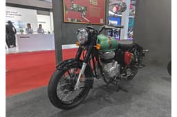 This Royal Enfield Classic 350 can run on a petrol-ethanol blend containing 85 percent of the latter. Remains mechanically identical to the standard bike but gets a unique paint scheme.